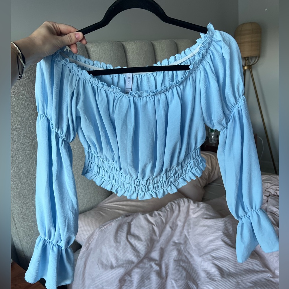 Blue off shoulder top size S
